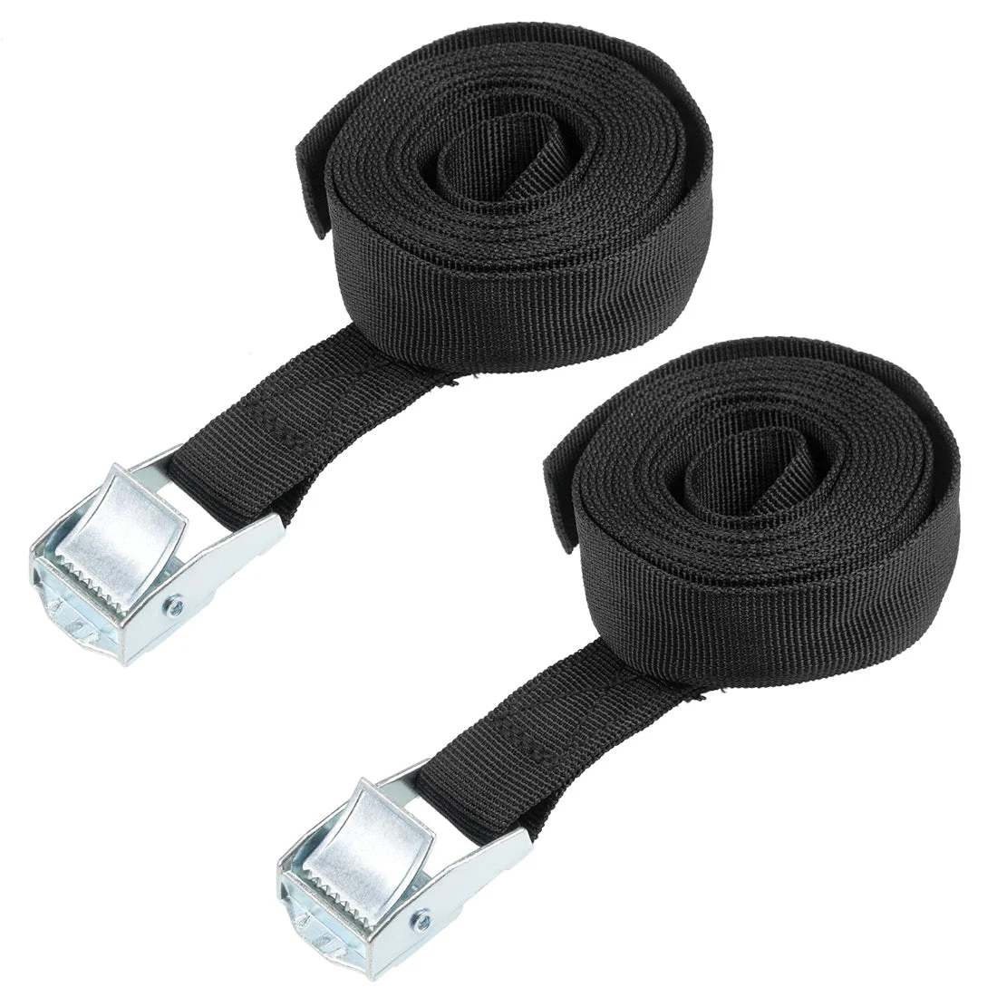2.5M x 25mm Lashing Strap Cargo Tie Down Straps Buckle Up to 80Kg, Black, 2Pcs