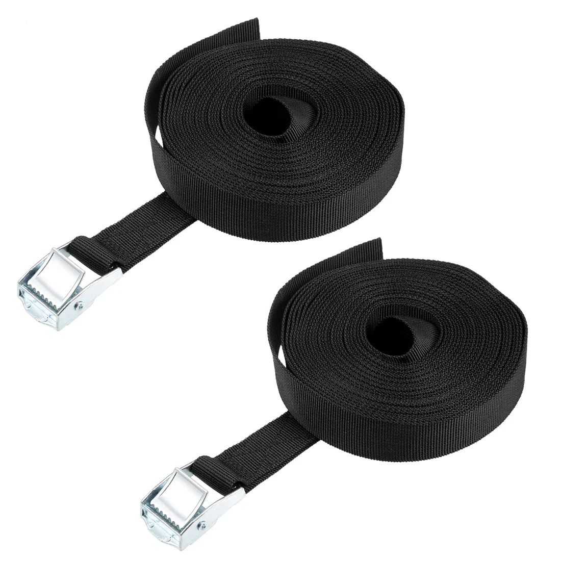 7M x 25mm Lashing Strap Cargo Tie Down Straps Buckle Up to 80Kg, Black, 2Pcs
