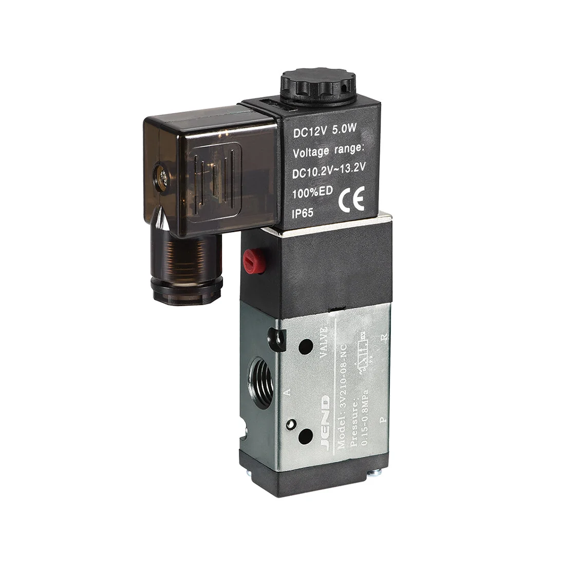 3V210-08 Pneumatic Air NC Single Piloted Electrical Control Solenoid Valve DC 12V 3 Way 2 Position 1/4" PT Internally Acting Type
