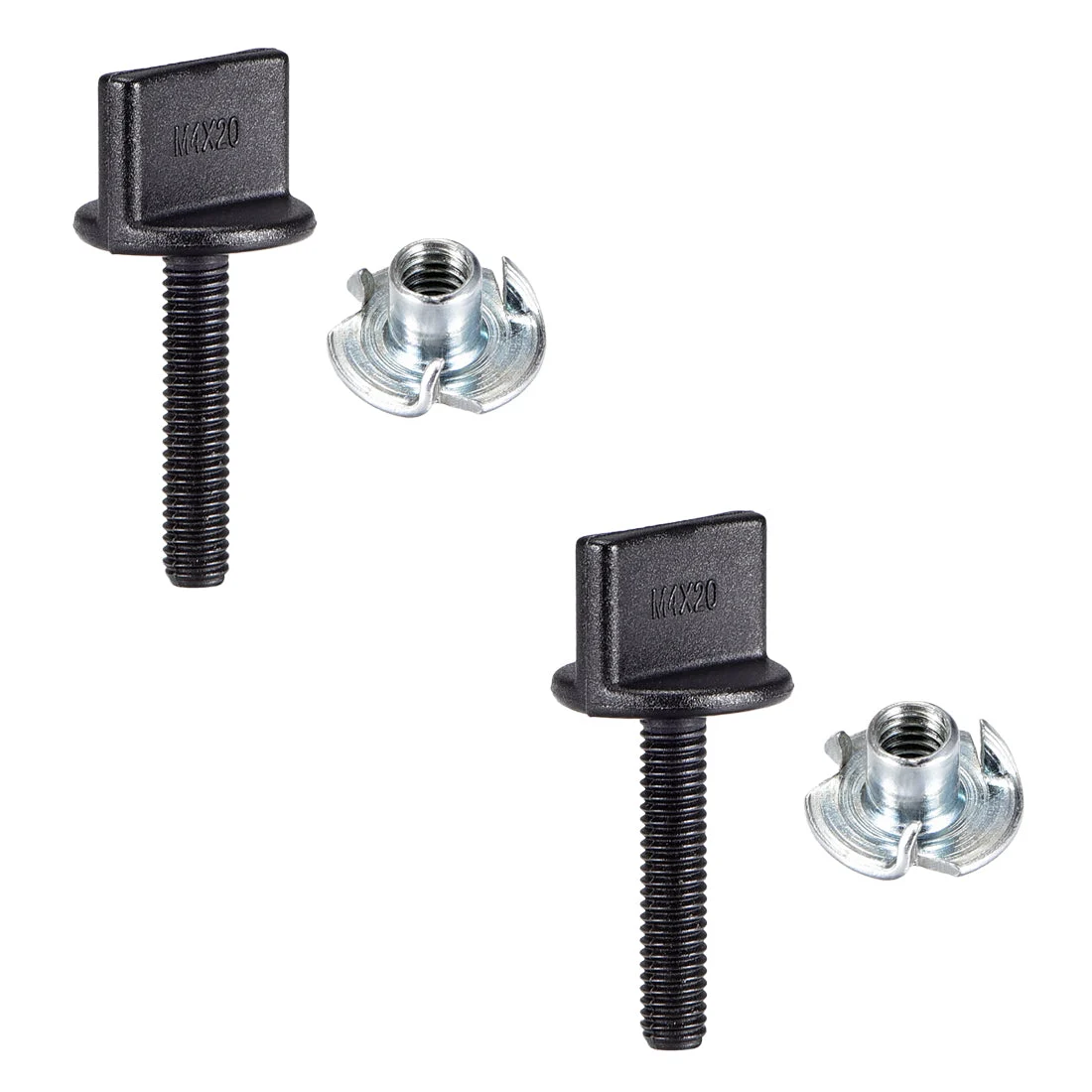 Uxcell M4 x 20mm Thumb Screw with T Nut Plastic Screws Metric Thread 2 Pcs