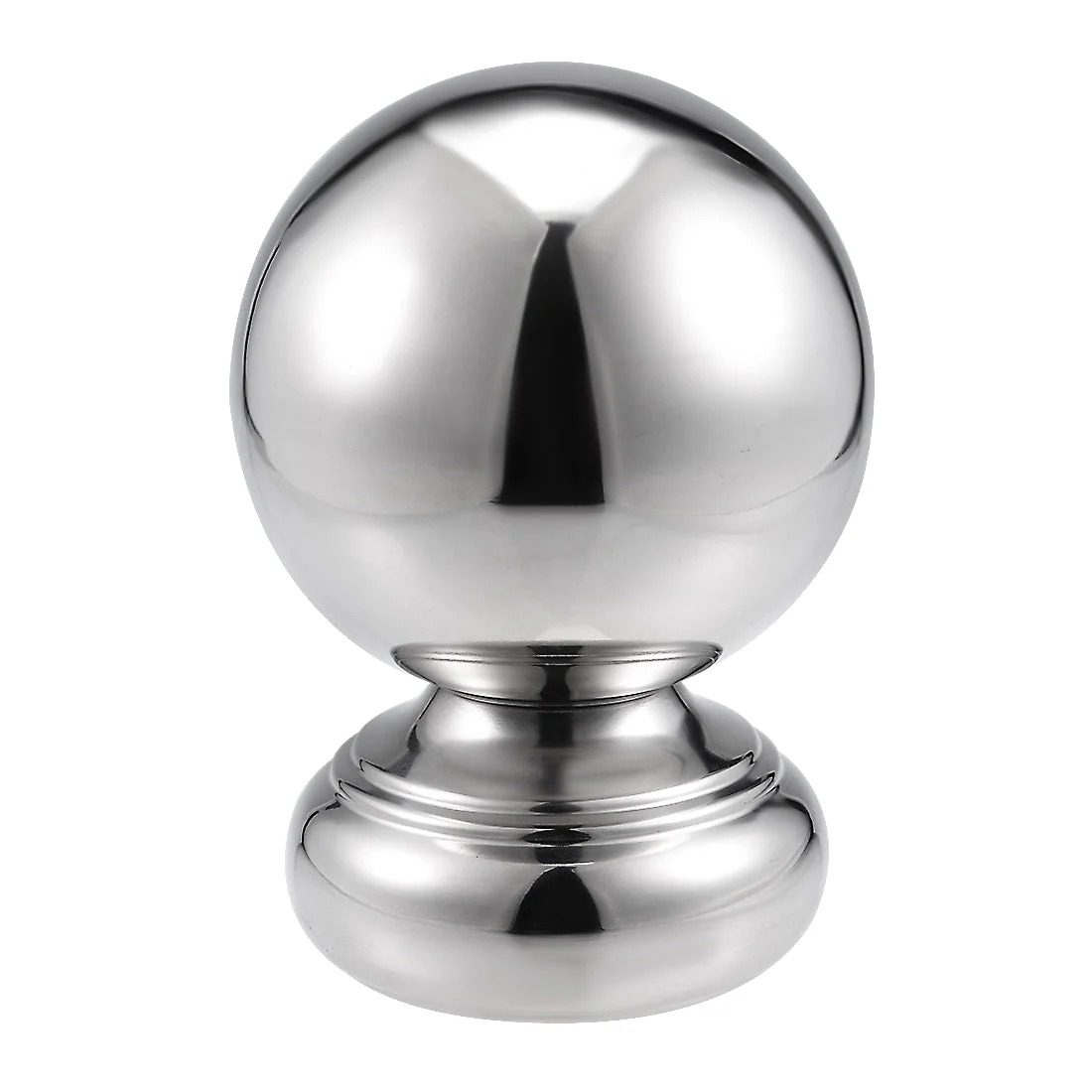 97mm Dia 201 Stainless Steel Hollow Cap Ball Spheres w Base for Handrail Stair Newel Post Silver Tone