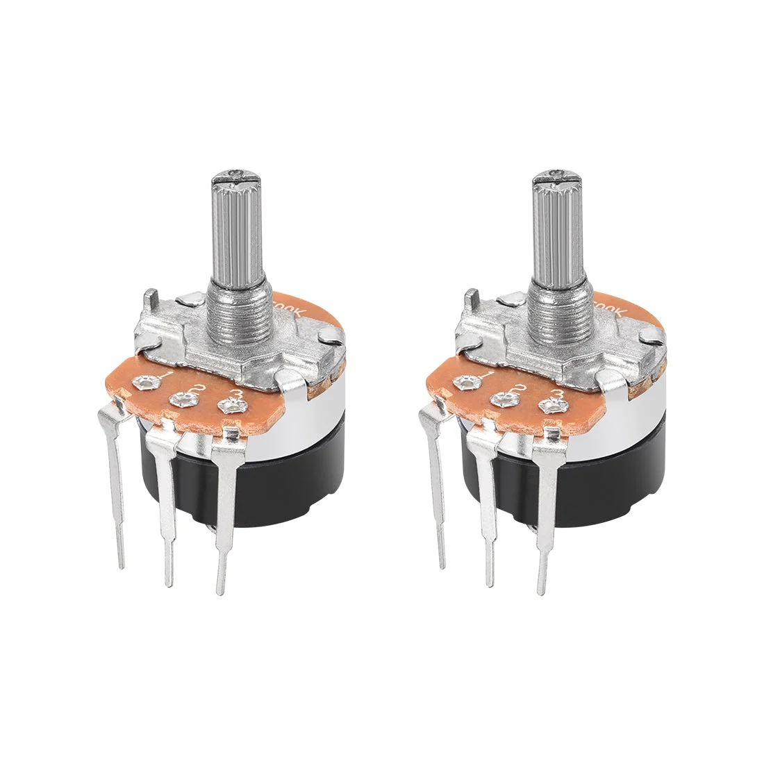 WH138 Potentiometer with Switch B500K Ohm Variable Resistors Single Turn Rotary Carbon Film Taper 2pcs