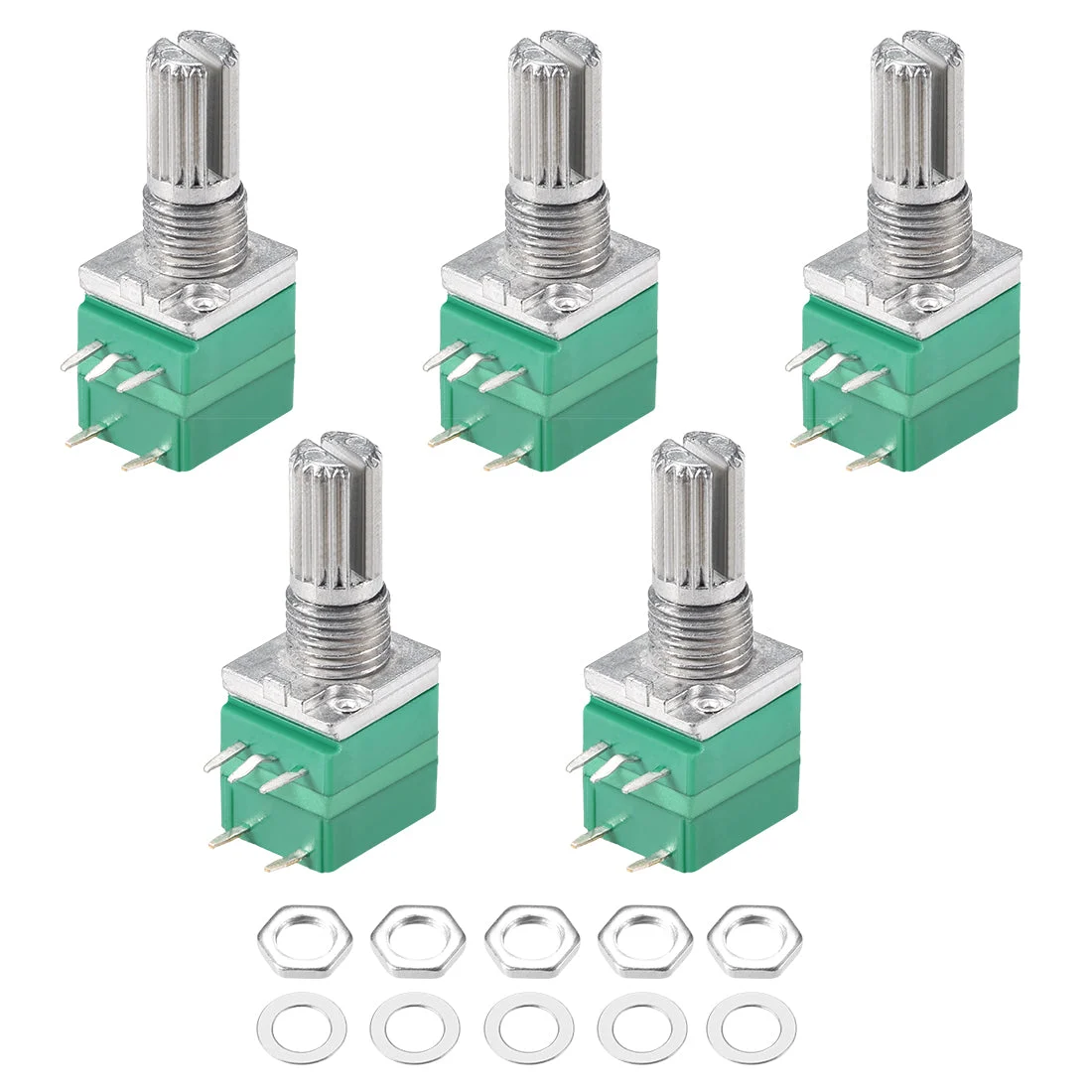 Potentiometer With Switch B5K Ohm Variable Resistors Single Turn Rotary Carbon Film Taper RV097NS 5pcs
