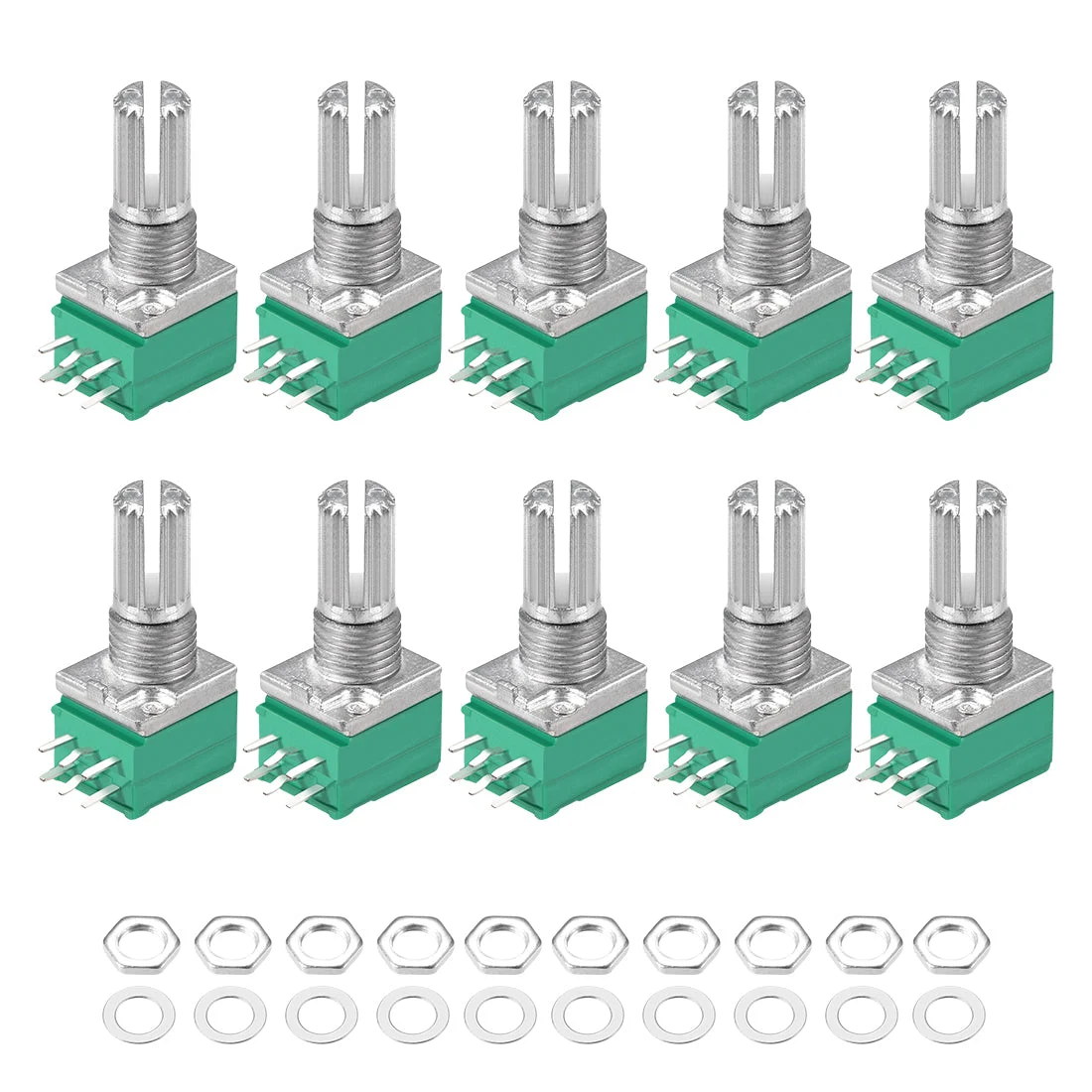 Potentiometer B20K Ohm Variable Resistors Double Turn Rotary Carbon Film Taper RV097NS 10pcs