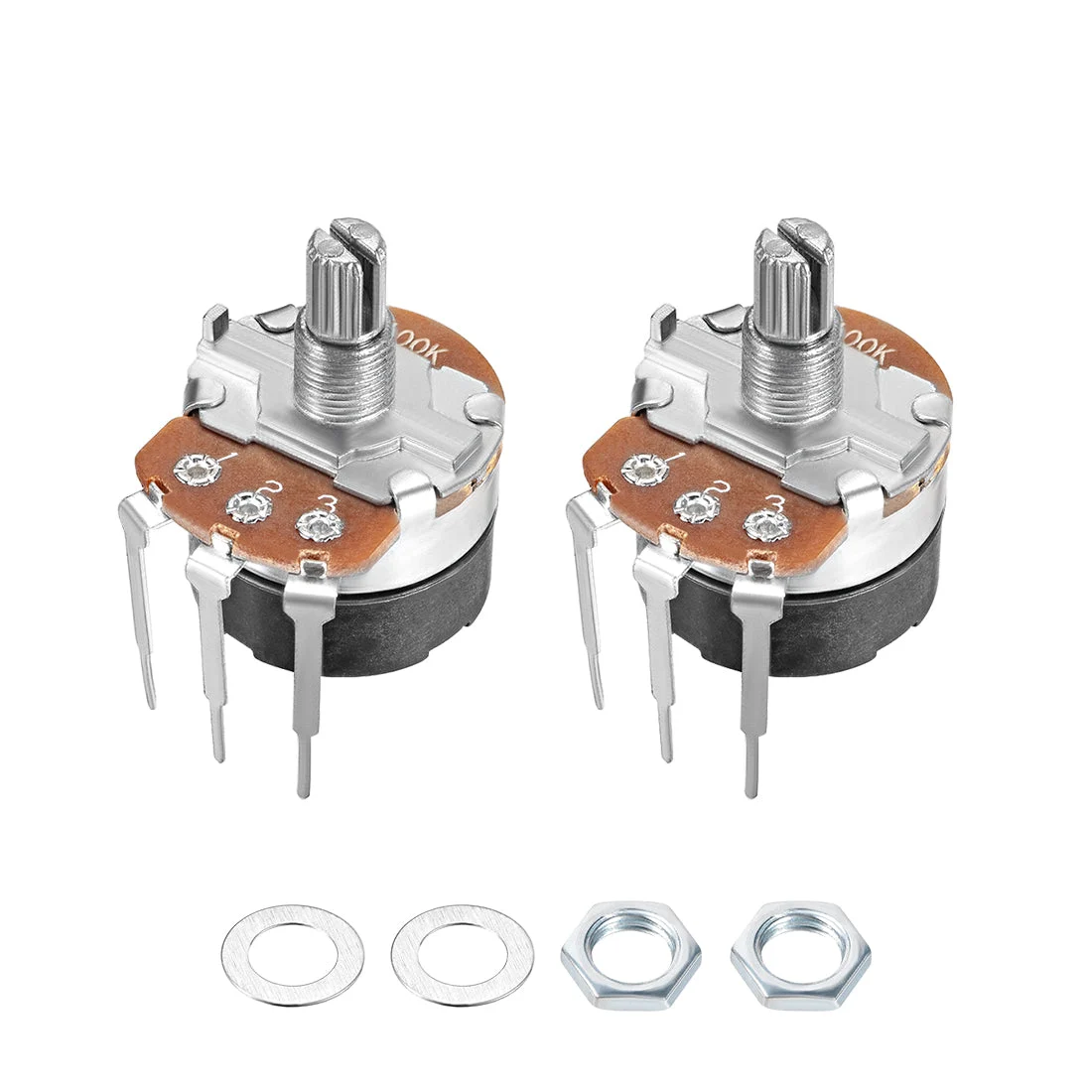 WH138 Potentiometer with Switch B100K Ohm Variable Resistors Single Turn Rotary Carbon Film Taper 2pcs