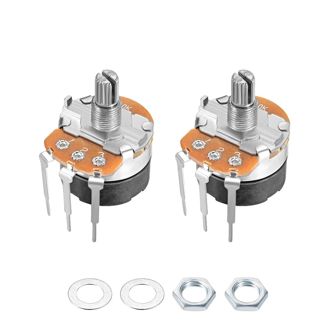 WH138 Potentiometer with Switch 50K Ohm Variable Resistors Single Turn Rotary Carbon Film Taper 2pcs