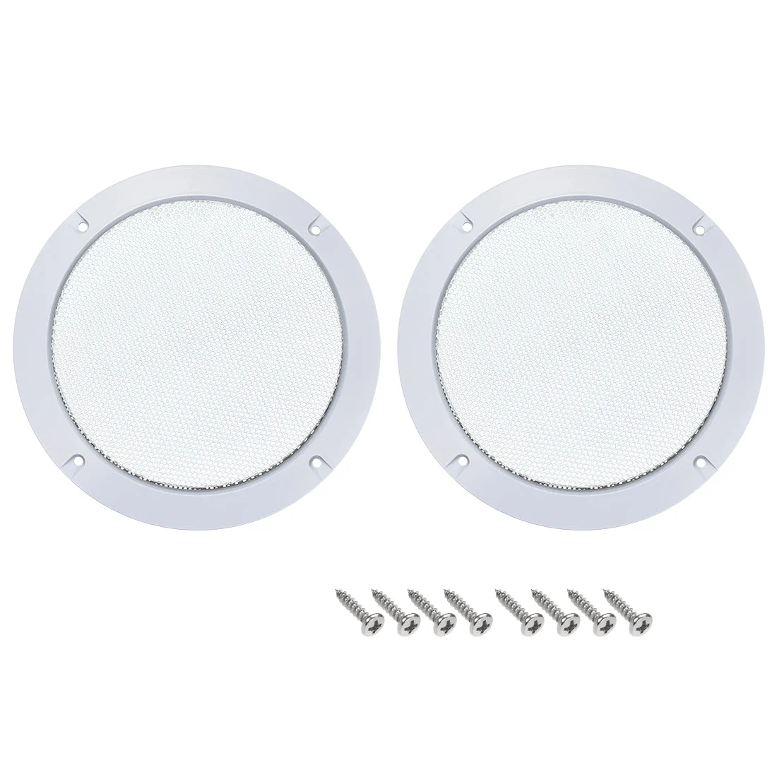 2pcs 5" Diagonal Distance Grill Mesh Circle Woofer Guard Protector White