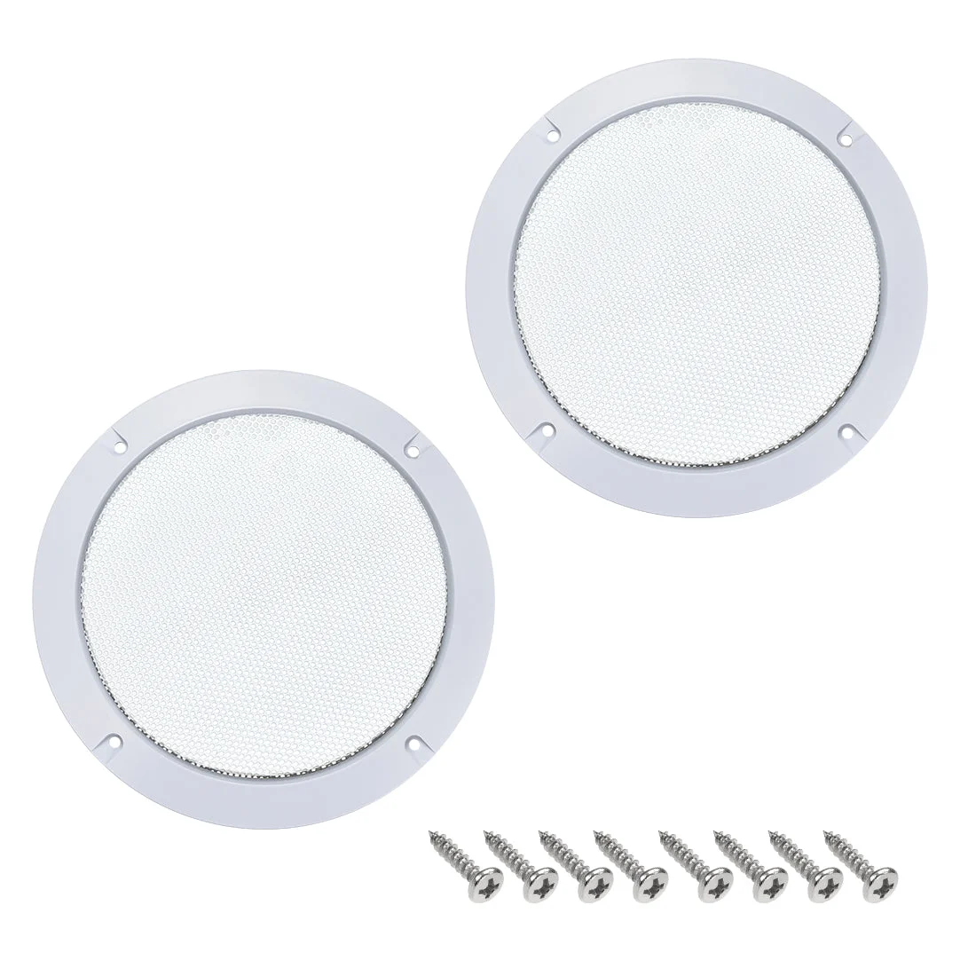 2pcs 6.5" Diagonal Distance Grill Mesh Circle Woofer Guard Protector White