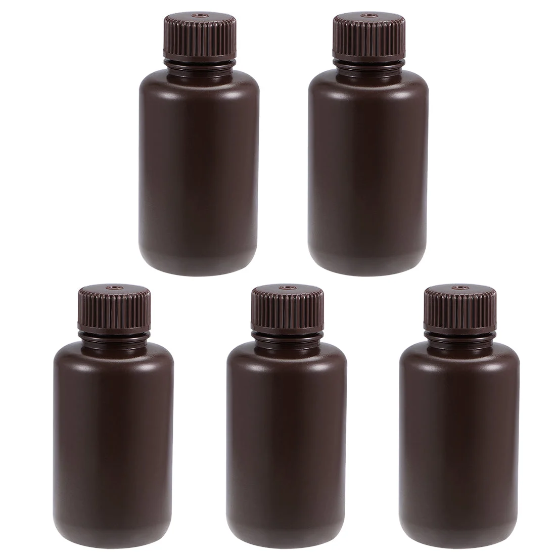 Plastic Lab Chemical Reagent Bottle 100ml/3.4oz Small Mouth Sample Sealing Liquid Storage Container Brown 5pcs