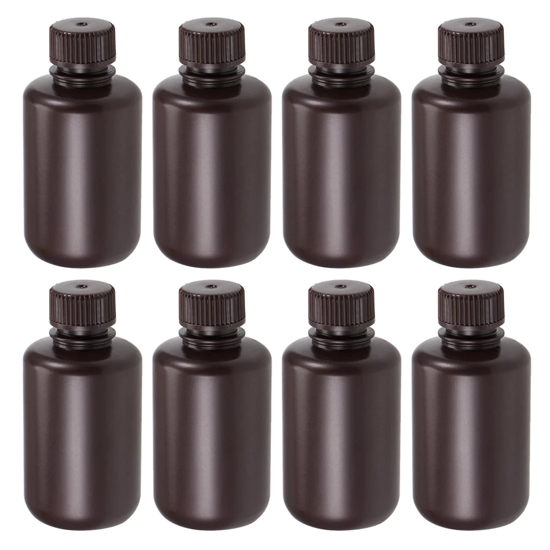 Plastic Lab Chemical Reagent Bottle 125ml/4.2oz Small Mouth Sample Sealing Liquid Storage Container Brown 8pcs