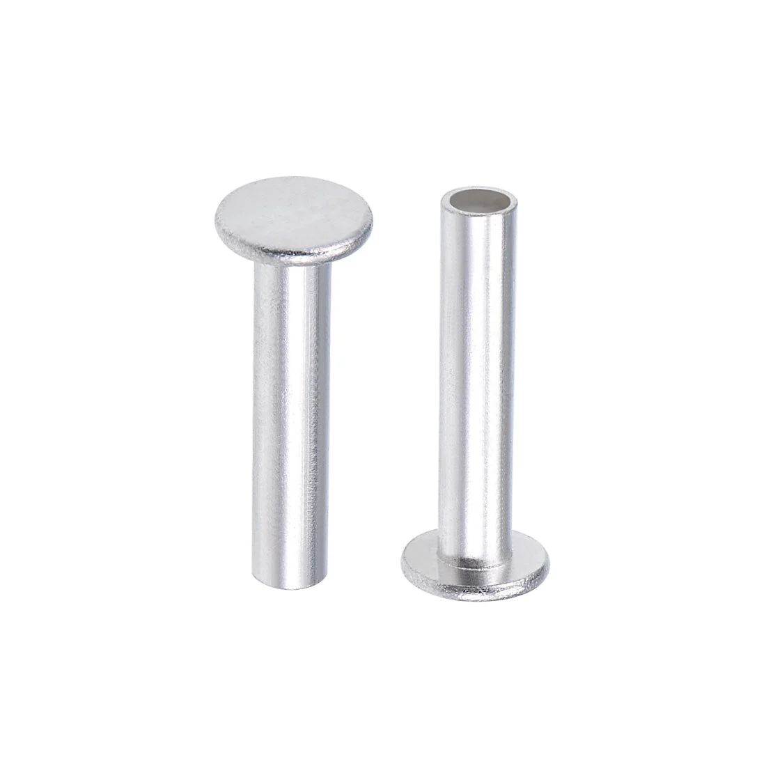 50 Pcs 6mm x 30mm Aluminum Flat Head Semi-Tubular Rivets Silver Tone
