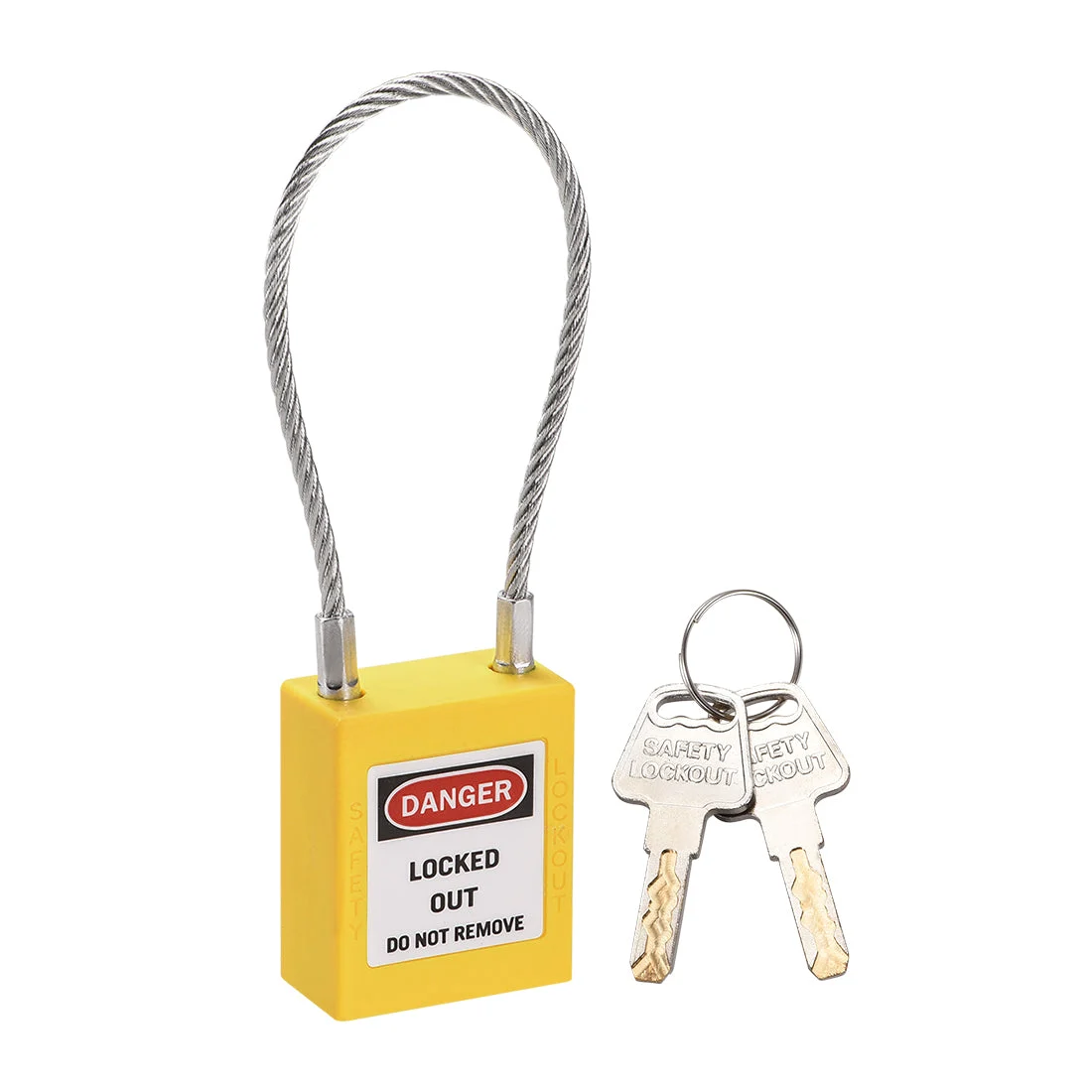Lockout Tagout Locks 3.3 Inch Shackle Key Different Safety Padlock Plastic Lock Yellow