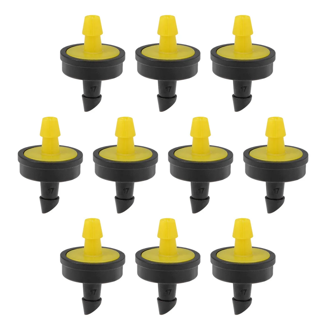 Pressure Compensating Dripper 5GPH 20L/H Emitter for Garden Lawn Drip Irrigation with Barbed Hose Connector Plastic Yellow 50pcs