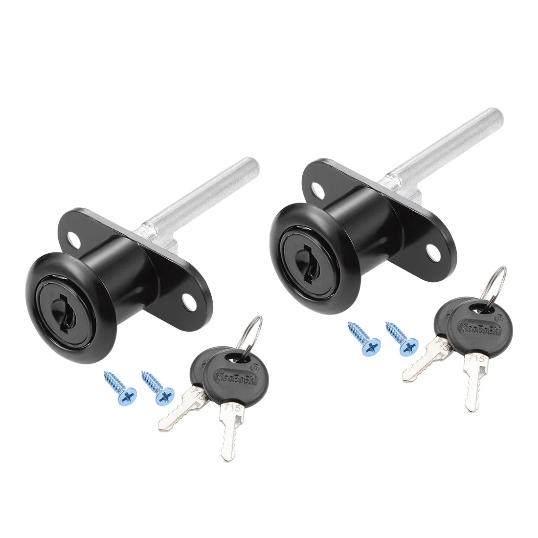 Drawer Lock 16mm Cylinder Diameter for Desk Cabinet Locker Showcase Black 2Pcs