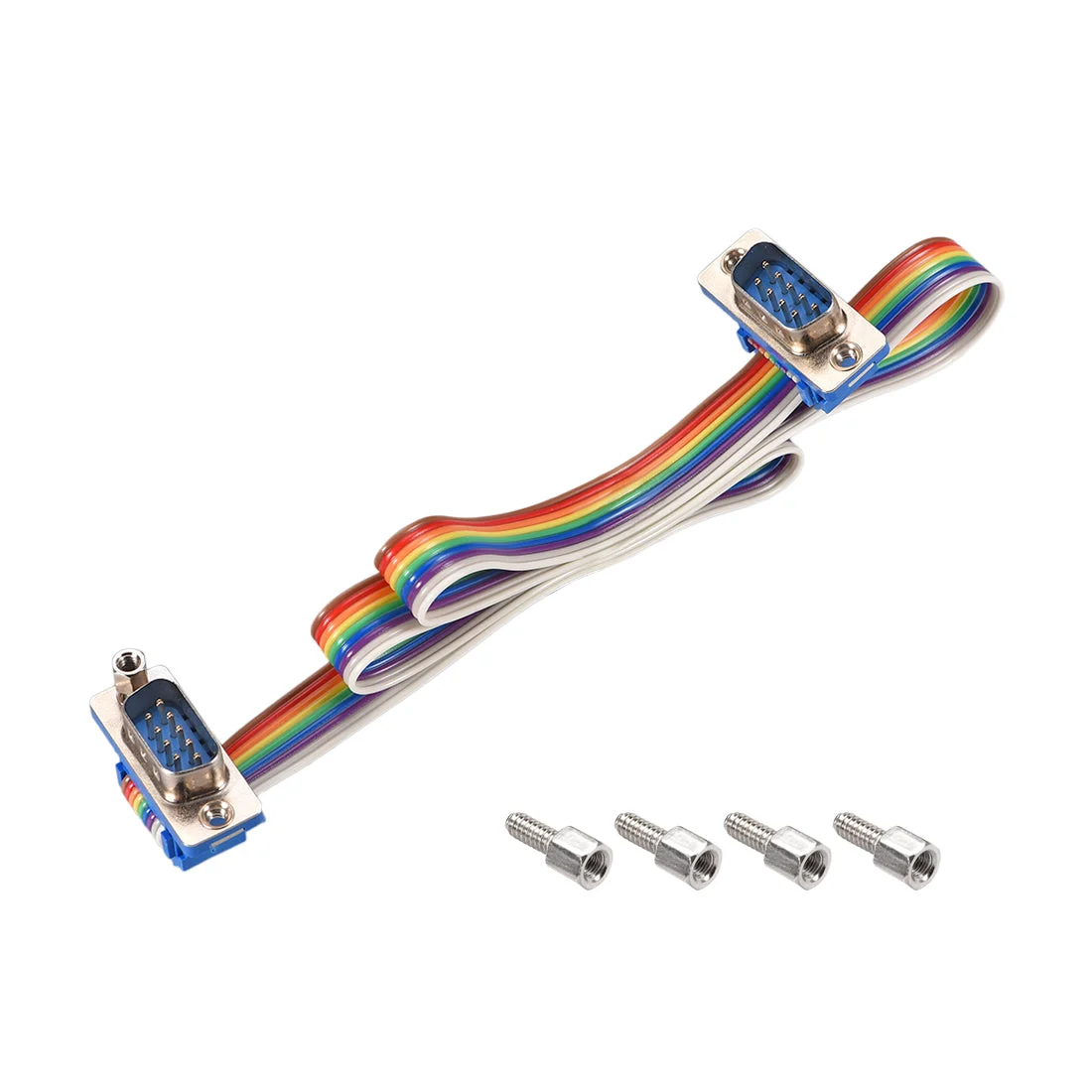 IDC Rainbow Wire Flat Ribbon Cable DB9 M/M Connector 2.54mm Pitch 19.7inch Long