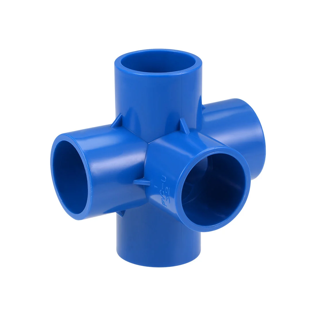 Uxcell 5-Way 32mm Tee PVC Fitting Elbow - PVC Furniture Elbow Fittings Blue 10Pcs