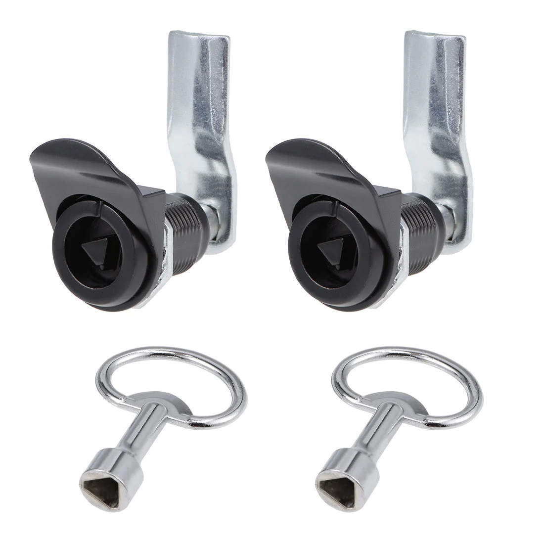 Triangle Cam Lock 22mm Cylinder Dia 49mm Long Cam Keyed Alike Black 2Pcs