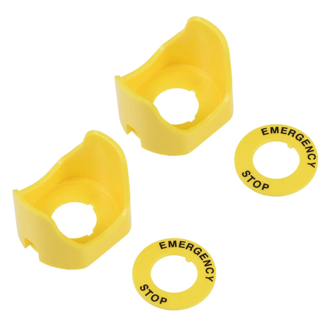 22mm Two Feet Push Switch Button Protective Cover W Warning Circle Yellow 2pcs