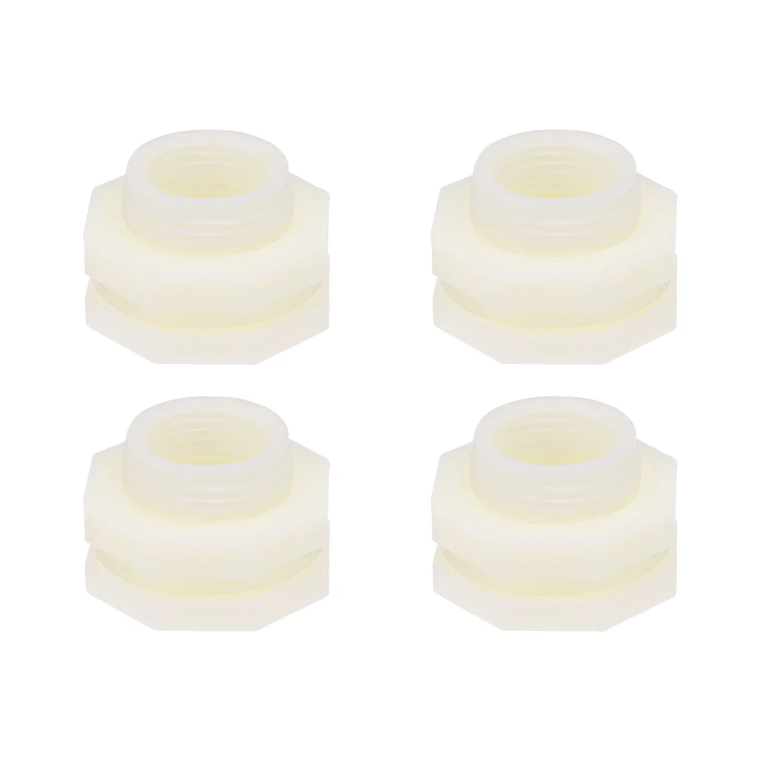 ABS Bulkhead Tank Fitting Adapter for Rain Bucket Aquariums Water Tanks Ponds G1/2 Female 4Pcs