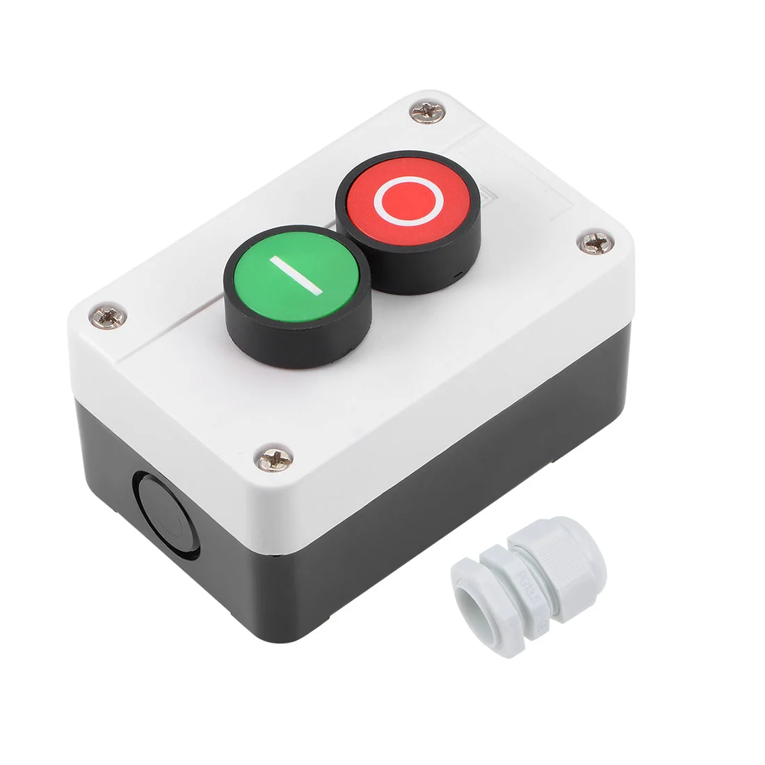 Push Button Switch Station Box Momentary NC Red, NO Green, 600V 10A