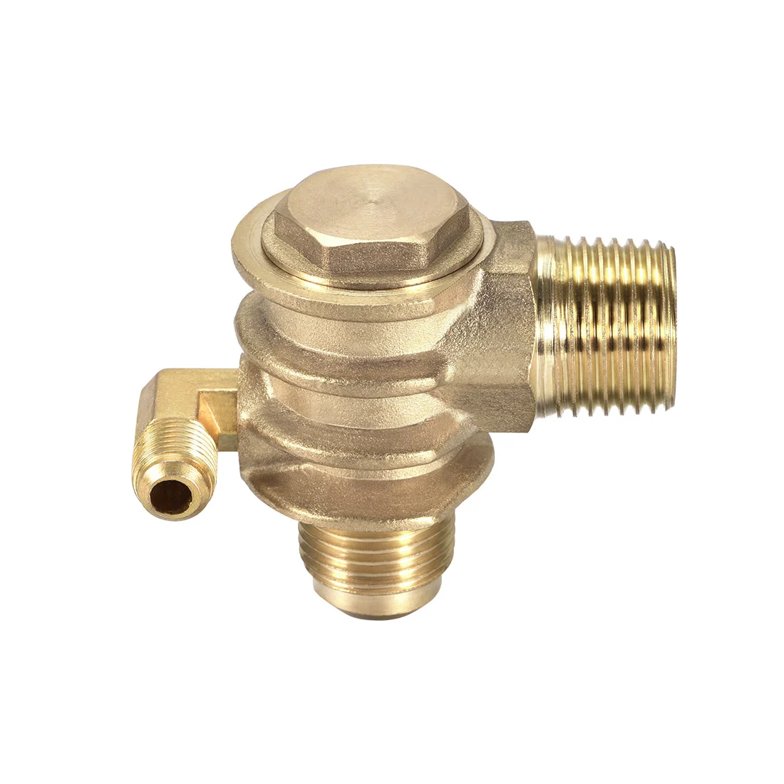 Air Compressor Check Valve 90 Degree Right Male Threaded Removable Brass G1/2" x 3/4"-16UNF x M10
