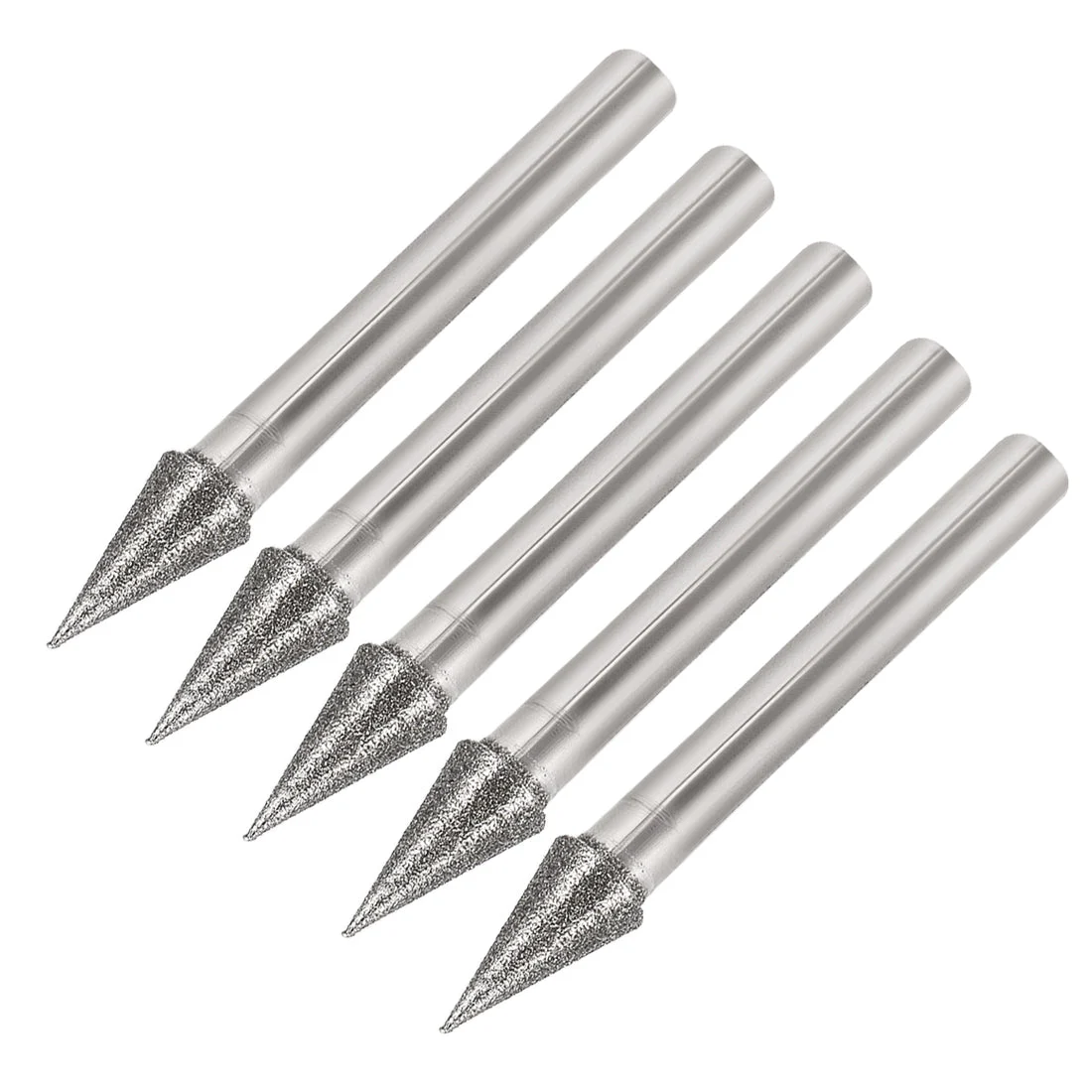 Diamond Burrs Grinding Drill Bits for Carving Rotary Tool 1/4-Inch Shank 8mm Conial 120 Grit 5 Pcs