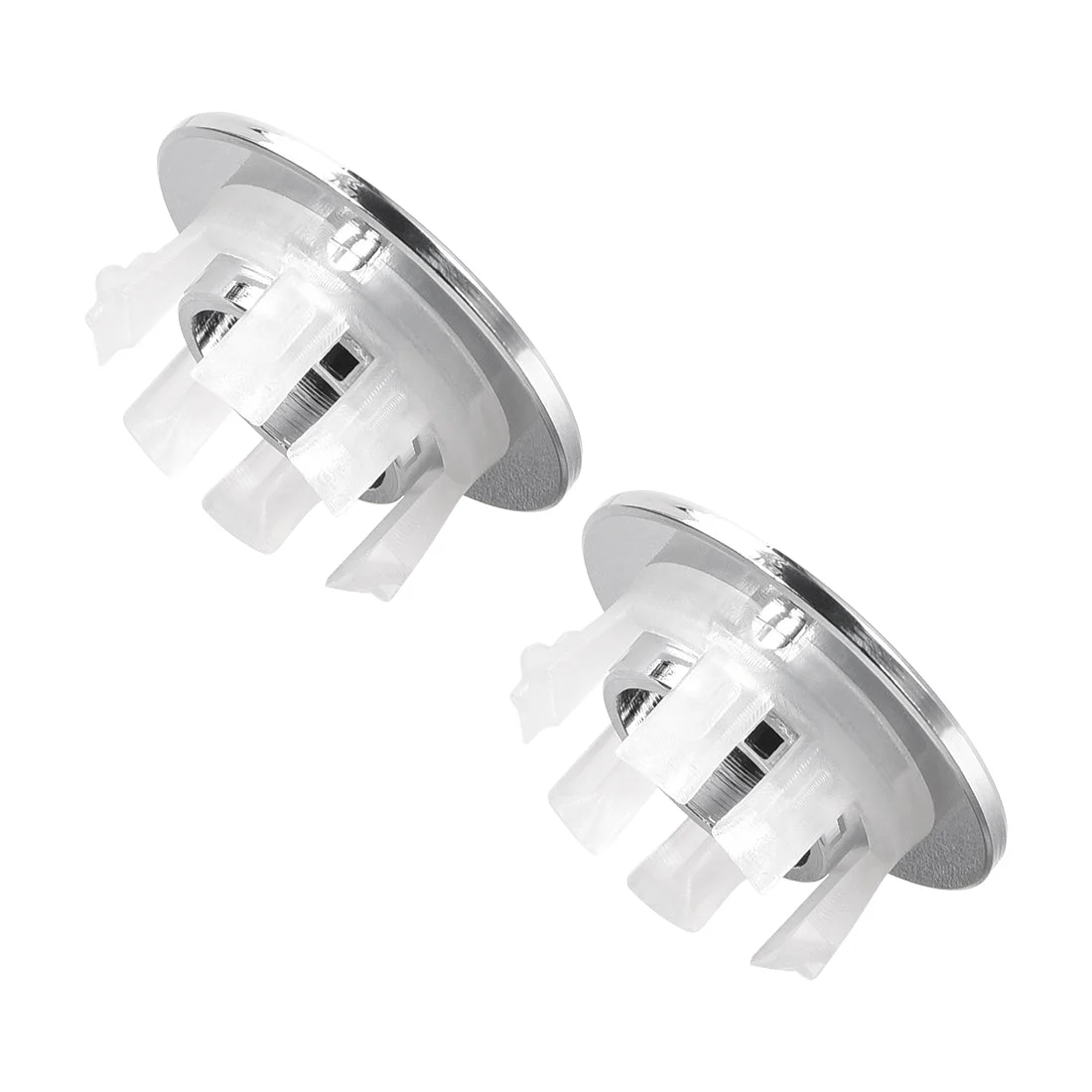 Uxcell Sink Overflow Cover Kitchen Basin Trim Hole Caps Insert Spares Silver Tone 2Pcs