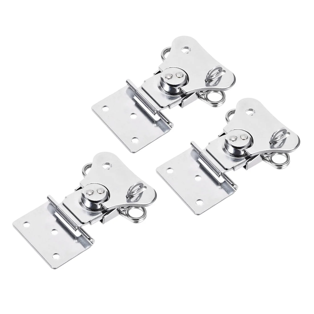 2.56-inch Iron Spring Loaded Butterfly Twist Latch Large Keeper Toggle Clamp with keyhole - 3 Pcs (Silver)