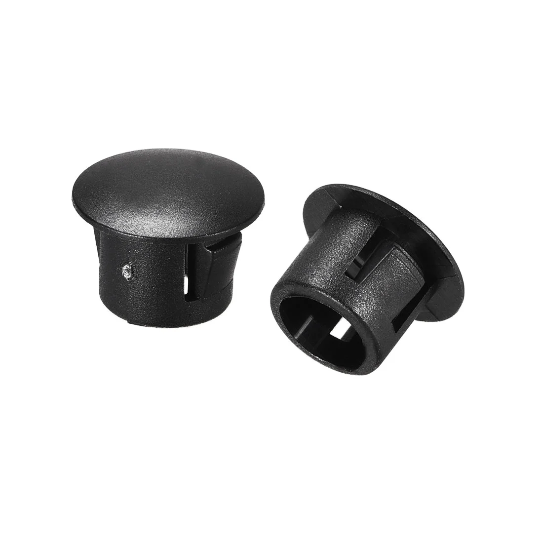 20pcs Mounting 8mm x 8mm Black Nylon Round Snap Panel Locking Hole Plugs Cover