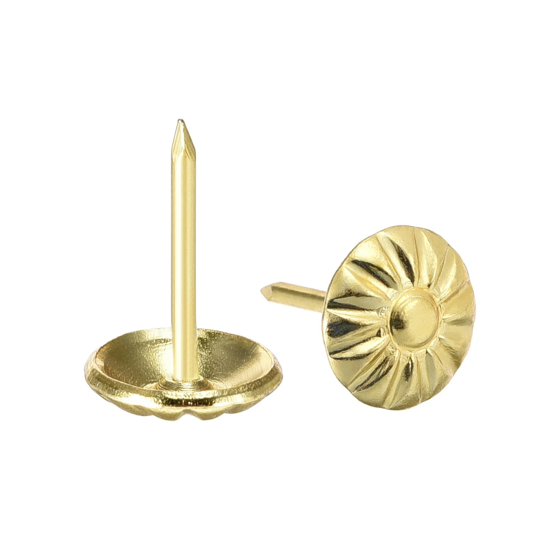 Upholstery Nails Tacks 11mm Dia 17mm Height Furniture Push Pins Gold Tone 100 Pcs