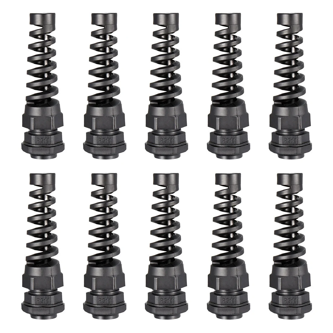 PG11 Cable Gland Waterproof Nylon Joint Adjustable Locknut with Strain Relief for 5-10mm Dia Wire , 10pcs