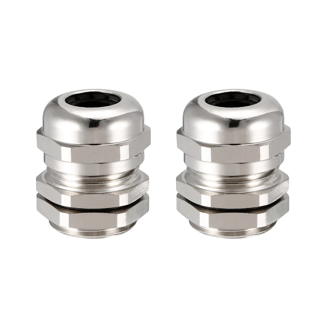 M18 Cable Gland Waterproof Locknut Silver Tone for 5mm-10mm Dia Cable Wire 2 PC