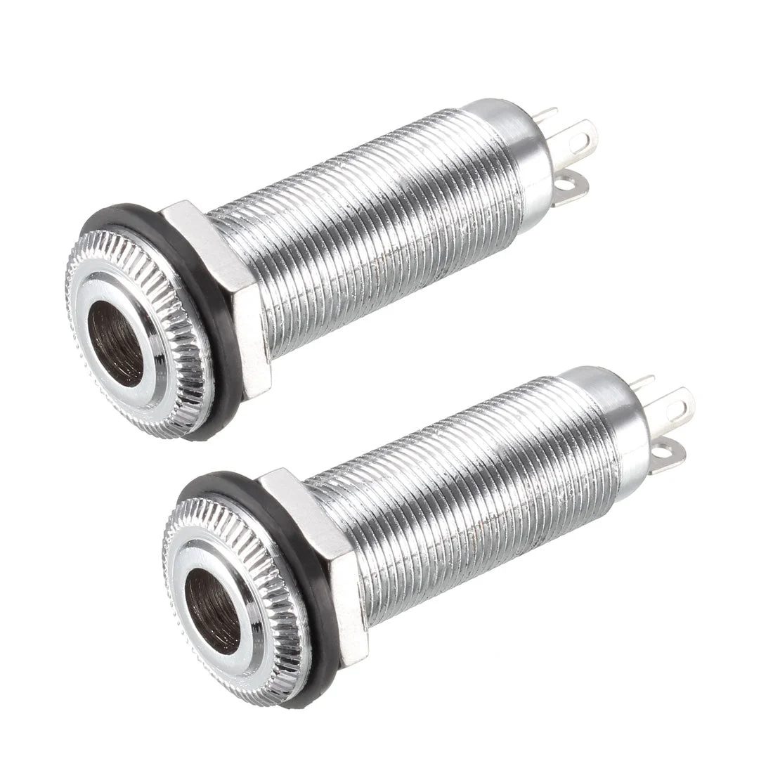 Electric Guitar Bass Output Flush Mount Jack Cylinder 1/4 Inch Nickel 2Pcs