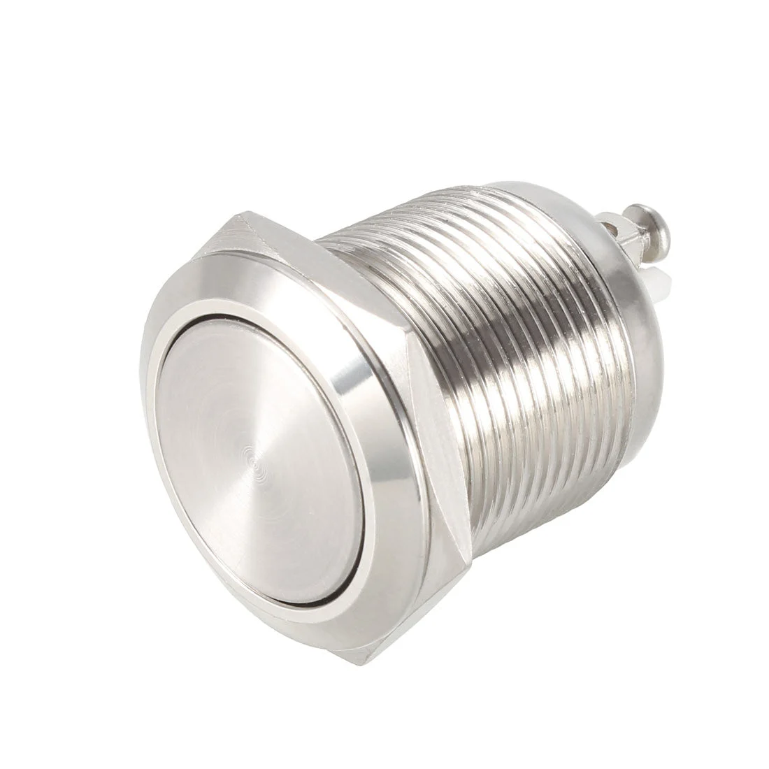 Latching Metal Push Button Switch Flat Head 19mm Mounting Dia 1NO