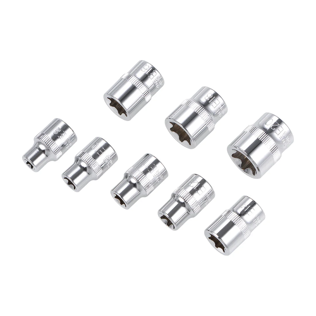 3/8-Inch Drive External Torx Shallow Socket Set E8 E10 E11 E12 E14 E16 E18 E20 Cr-V Steel 8 Pcs