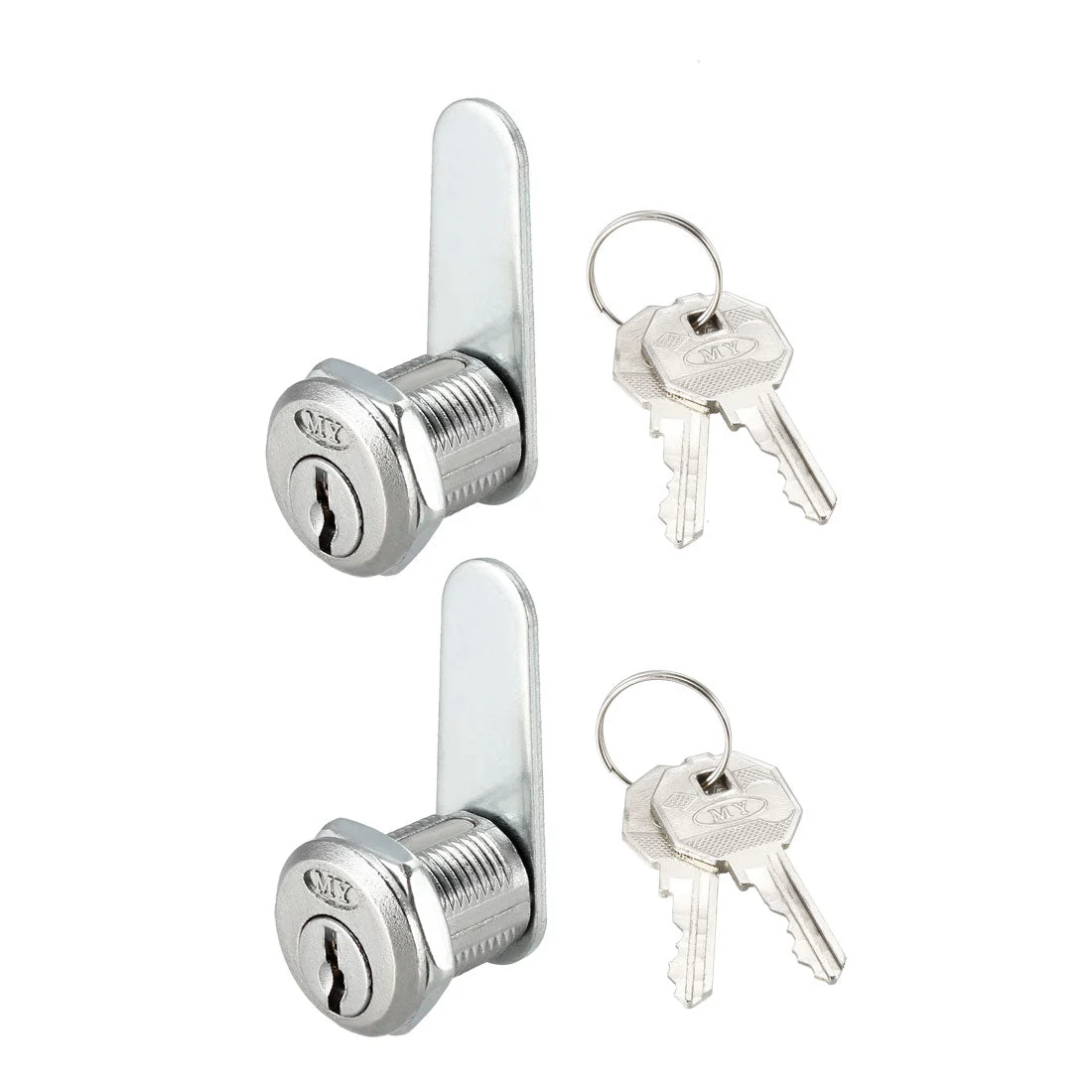 Cam Lock 20mm Cylinder Length 48mm Flat Cam Cabinet Locks Keyed Different 2Pcs