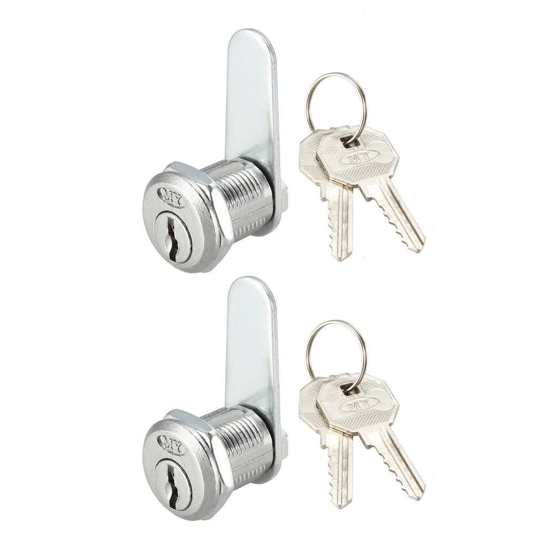 Cam Lock 20mm Cylinder Length 48mm Flat Cam Nut-on Type Keyed Alike 2Pcs