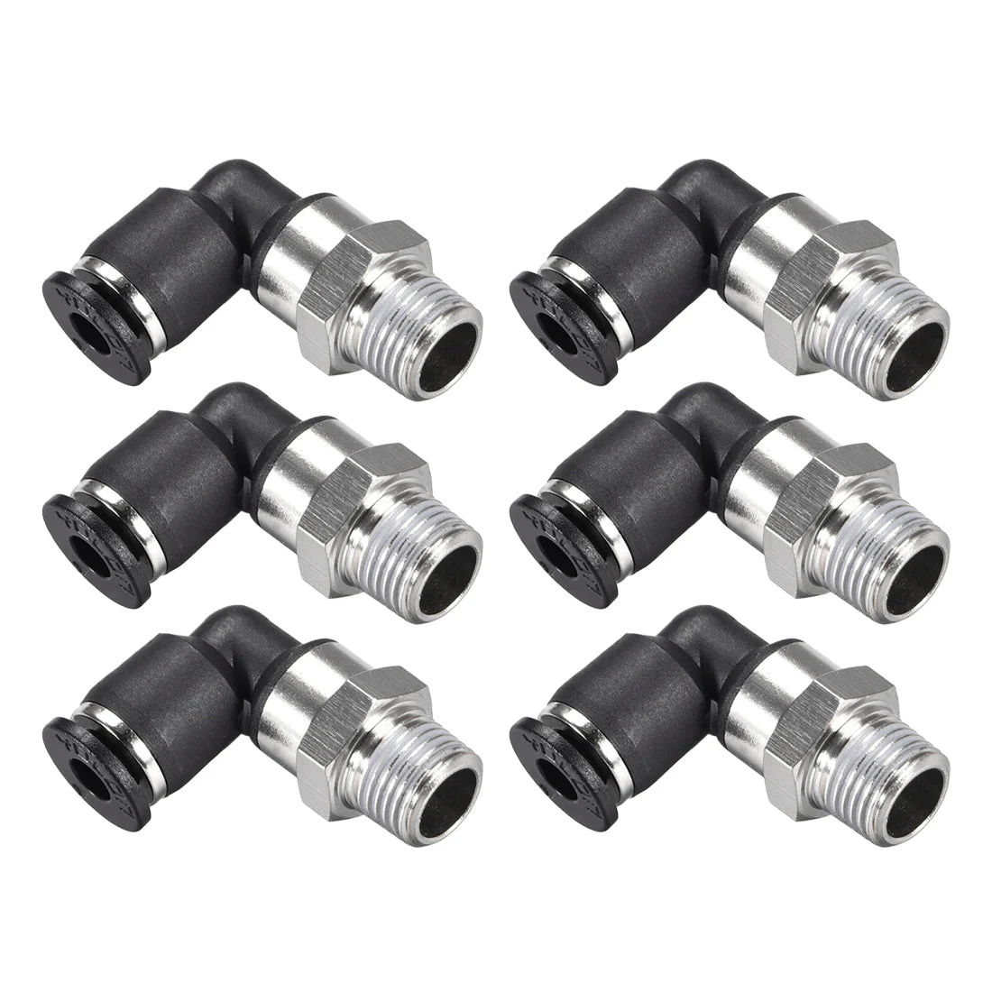 Push to Connect Tube Fitting Male Elbow 4mm Tube OD x 1/8 NPT Thread Pneumatic Air Push Fit Lock Fitting 6pcs