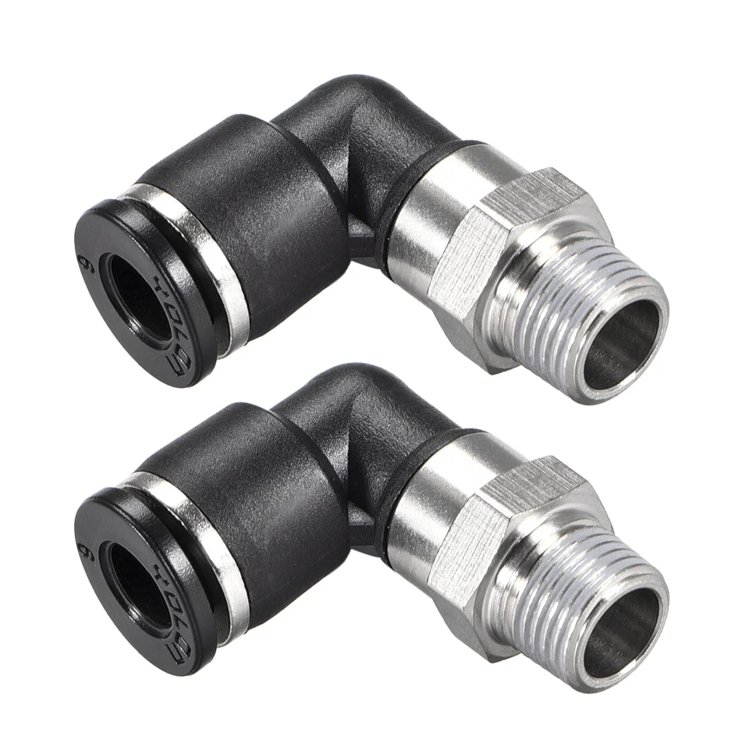 Push To Connect Tube Fitting Male Elbow 6mm Tube OD X 1/8NPT Thread Pneumatic Air Push Fit Lock Fitting 2pcs