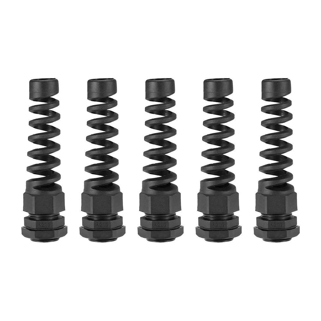 PG16 Cable Gland 10mm-13mm Wire Hole Waterproof Nylon Joint Adjustable Locknut with Strain Relief Black 5pcs
