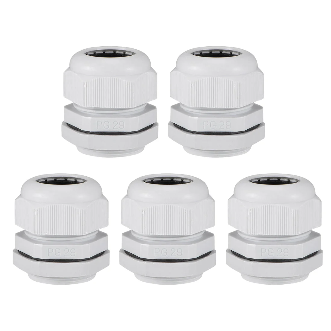 PG29 Cable Gland 13mm-24mm Wire Hole Waterproof Nylon Locknut White 5pcs