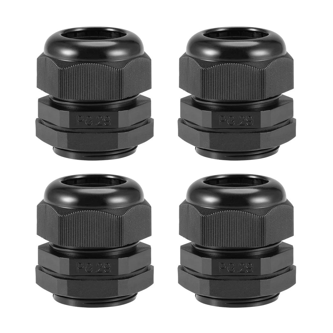 PG29 Cable Gland 13mm-24mm Wire Hole Waterproof Nylon Locknut Black 4pcs