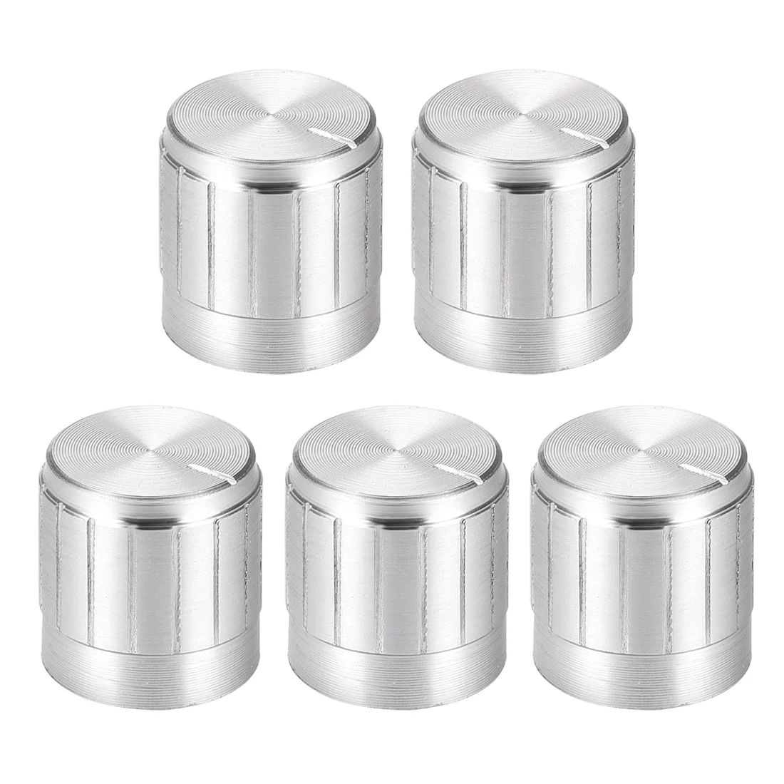 5pcs Potentiometer Knob Knurled Shaft Siver Tone Aluminum 6mm Shaft Dia. Rotary Knob 17mmx17mm Volume Control Knob