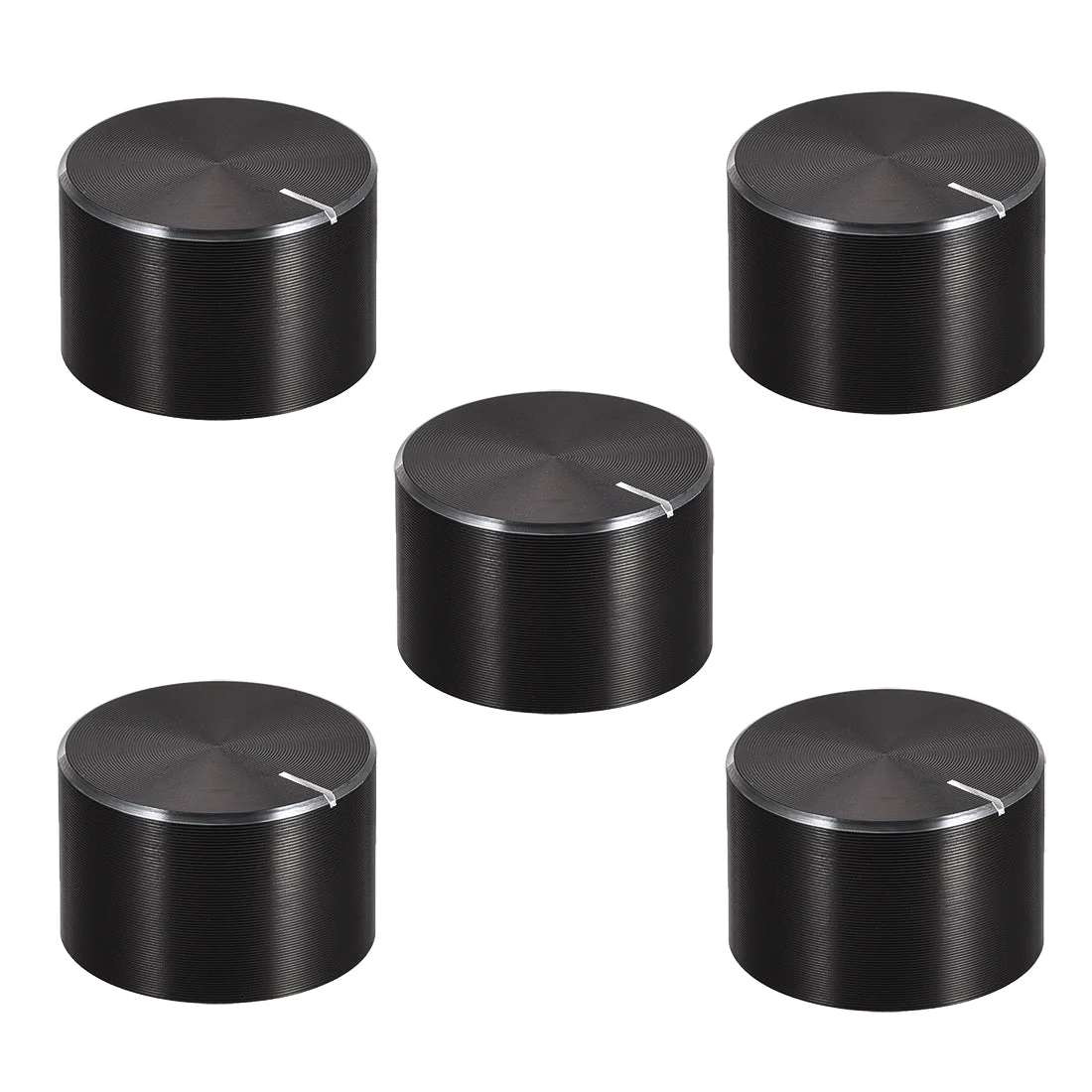 5pcs Potentiometer Knob Knurled Shaft Black Aluminum Smooth Surface Rotary Knob 20mmx13mm Volume Control Knob