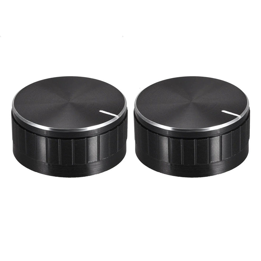 2pcs Potentiometer Knob Knurled Shaft Black Aluminum Groove Surface Rotary Knob 40mmx17mm Volume Control Knob