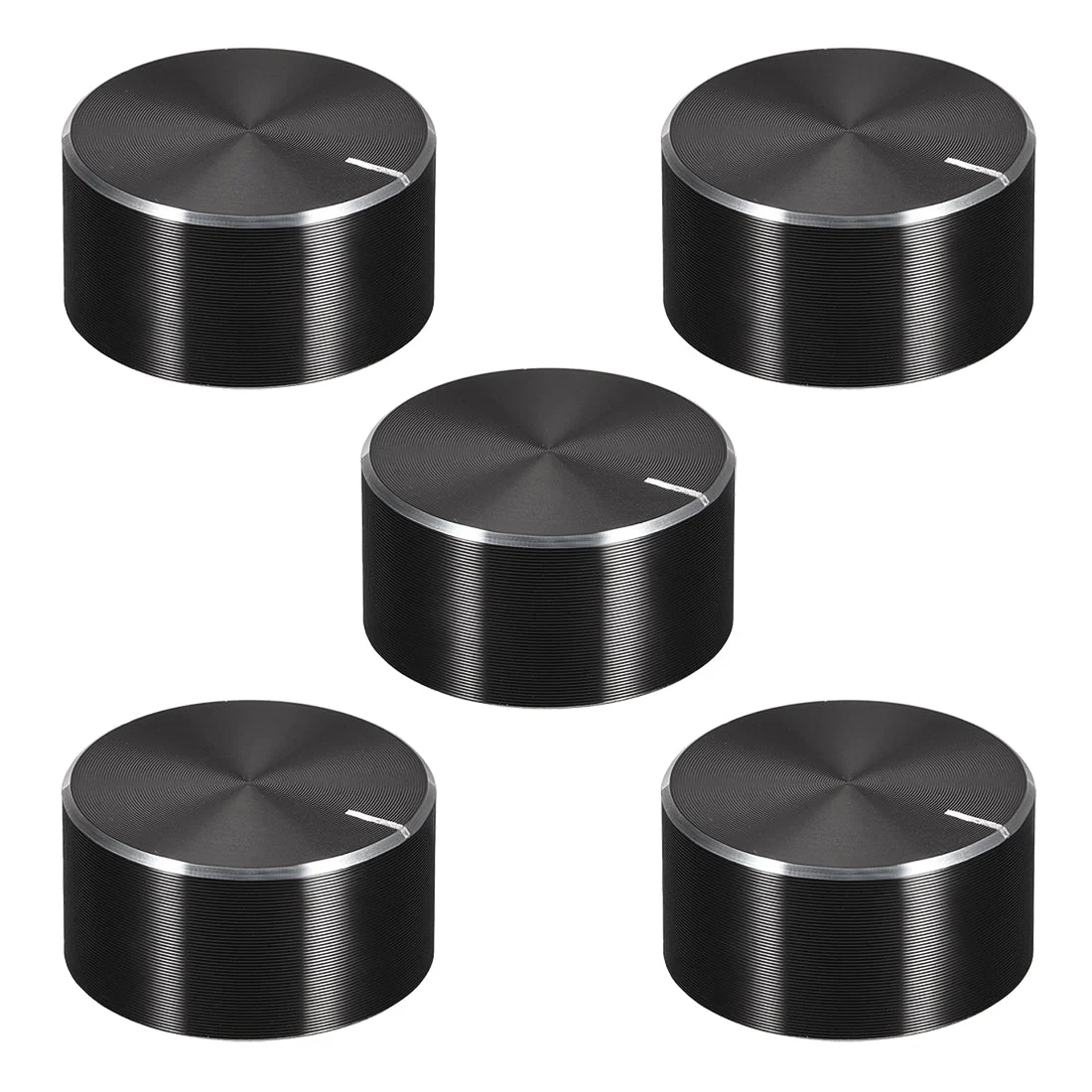 5pcs Potentiometer Knob Knurled Shaft Black Aluminum Smooth Surface Rotary Knob 25mmx13mm Volume Control Knob