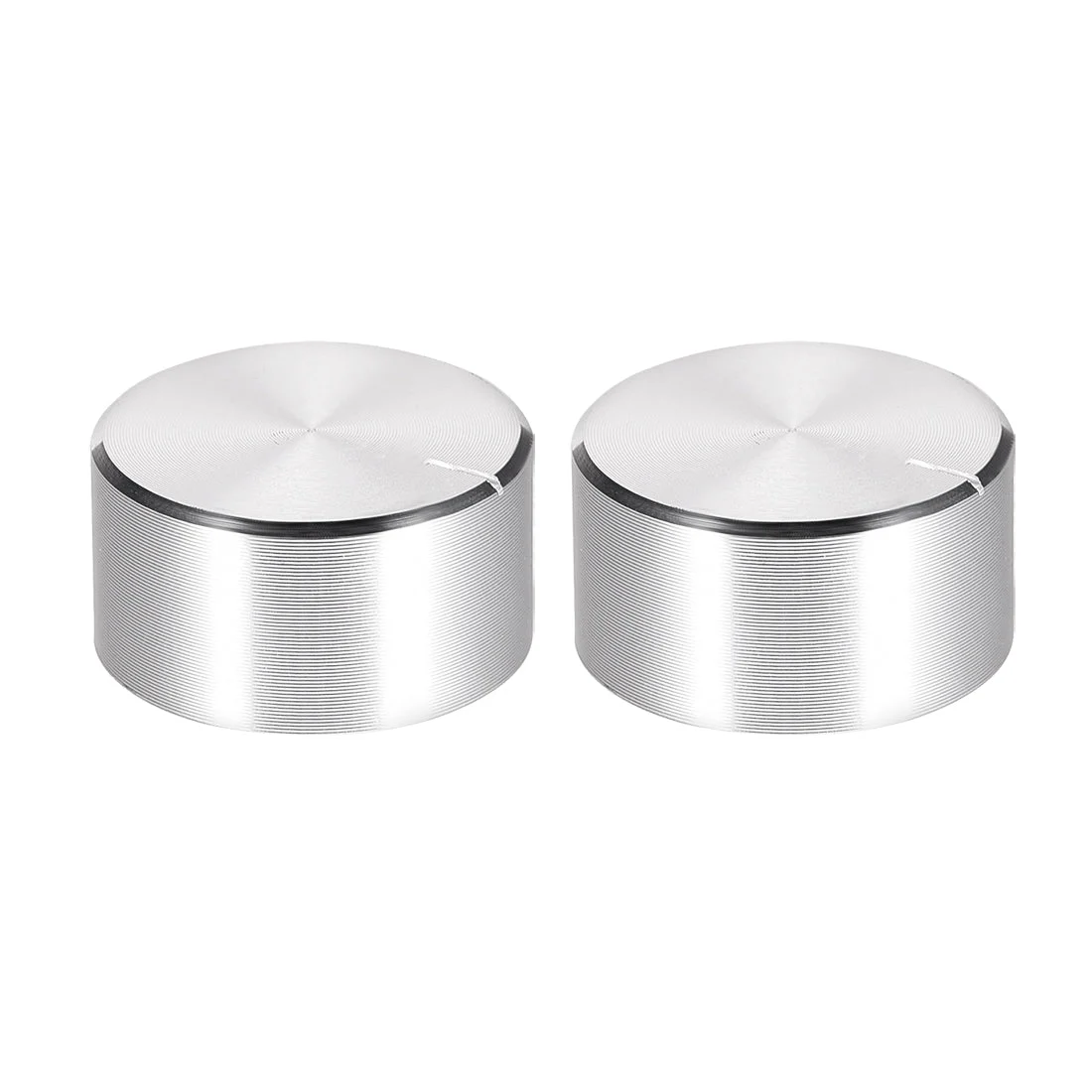 2pcs Potentiometer Knob Knurled Shaft Silver Tone Aluminum Smooth Surface Rotary Knob 25mmx13mm Volume Control Knob