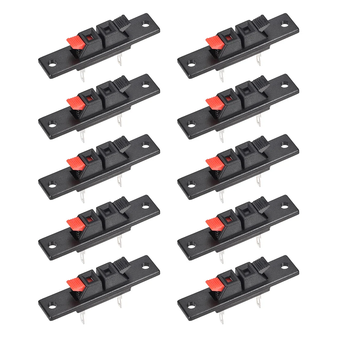2 Ways Spring Speaker Terminal Clip Push Release Connector Audio Cable Terminals Strip Block Black Red WP2-35 10Pcs