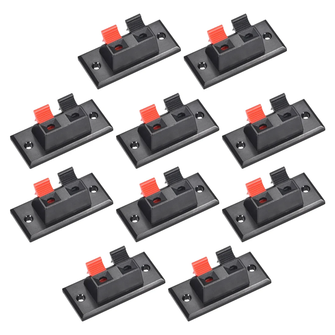 2 Ways Spring Speaker Terminal Clip Push Release Connector Audio Cable Terminals Strip Block Black Red WP2-3 10Pcs