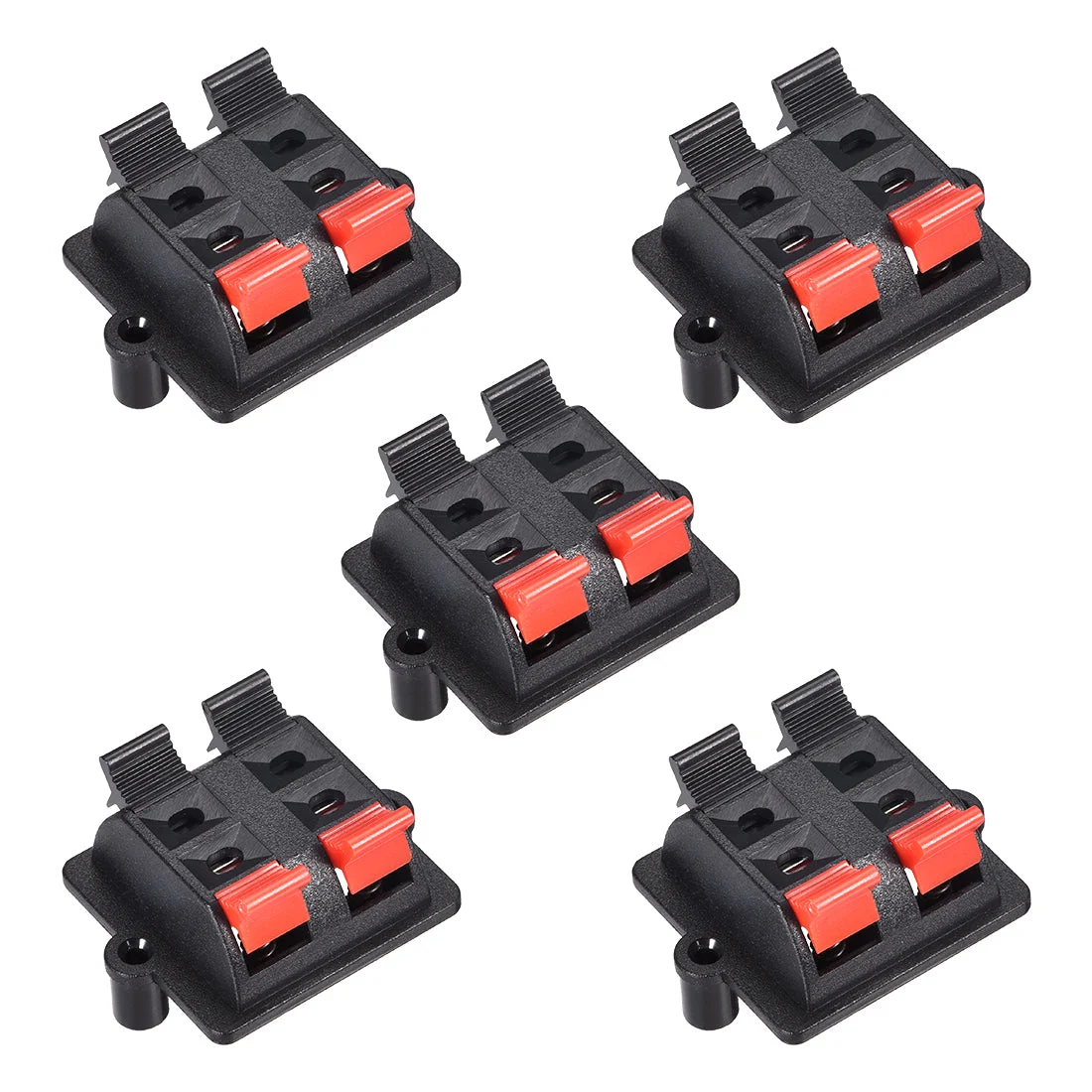4 Ways Spring Speaker Terminal Clip Push Release Connector Audio Cable Terminals Strip Block Black Red WP4-03 5Pcs
